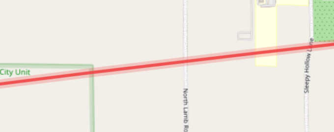 Solid red arc visualizing flexible trips on the map.